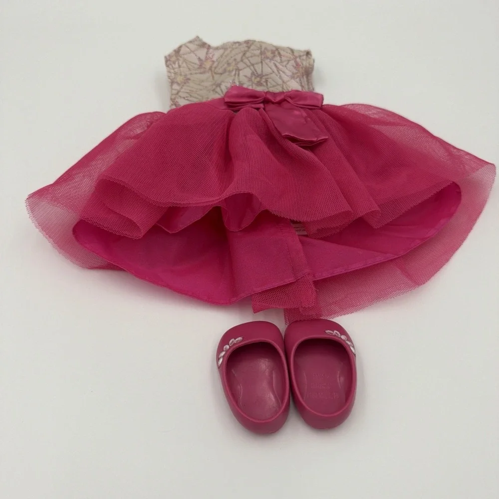 American Girl Magenta Tulle Party Dress and Gemstone Shoes for 18‎ Inch Dolls
